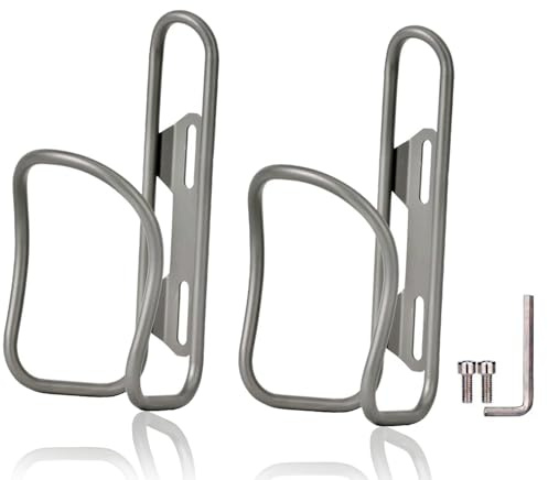 Titanium Bike Water Bottle Cages,2-Pack, Lightweight and Durable Alloy Holder for MTB and Road Bicycles - Silver