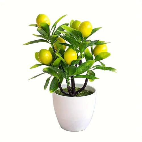 Lemon artificial Plant in White Pot, 30 cm Height