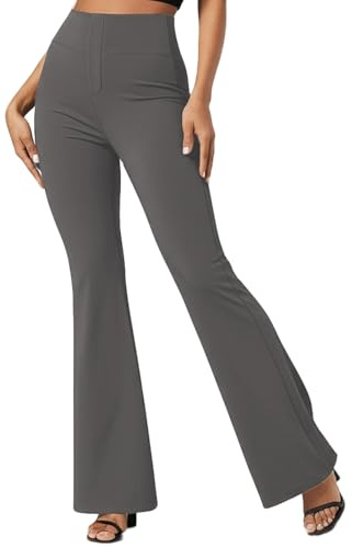 SotRong Dam smala utsvängda leggings byxa stil yogabyxor bootcut klänningsbyxor business casual utsvängda arbetsbyxor med fickor hög midja stretchiga professionella byxor dra på kontorsbyxor S-2XL