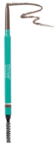 Thrive Causemetics Infinity Waterproof Eyebrow Pencil, Retractable Brow Pencil with Hyaluronic Acid, Shea Butter, Dual Ended Eyebrow Brush Spoolie, Fine Tip, Vegan, Cruelty Free, Audrey (Medium Brown)