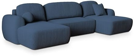 Masseno Ecksofa Savona P mit Schlaffunktion U-Form, Modern Sofa mit Bettkasten, Wohnzimmersofa, Couch, Soffa, Bettsofa, Couchgarnitur - Blau, POSO 05