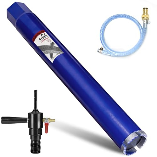 DaduoRi 2 Pro Core Drill Bit with SDS Plus Water Injection Adapter (1-1/4-7 UNC),14 Depth & Upgraded Welded Wet Core Bits for Concrete with Rebar, Brick, Masonry,Mortar (Includes Water Hose Kit)