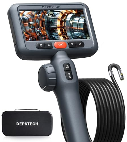 DEPSTECH Dual Lens Endoskopkamera mit Licht, 8,5mm Endoskop Beweglicher Kopf, 210° Drehbar Inspektionskamera, 1080P Rohrkamera, IP67 Flexible Kanalkamera Endoskop Kamera Kfz Werkzeug-3m