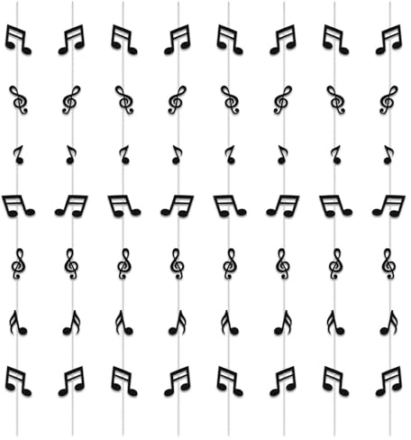 Prasacco 8 Stück Musiknoten Ornamente, Musiknoten Hängende Deko aus Papier 115 cm Langer Decke Notenornamente für Musik-Mottopartys, Musikfestivals, Geburtstagsfeiern, Feiern, Hochzeiten (Schwarz)