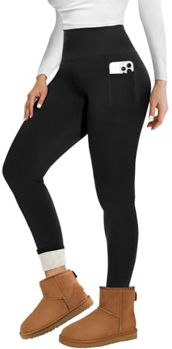 TNNZEET Fleece Lined Leggings Women UK High Waisted Thermal Pants in Winter