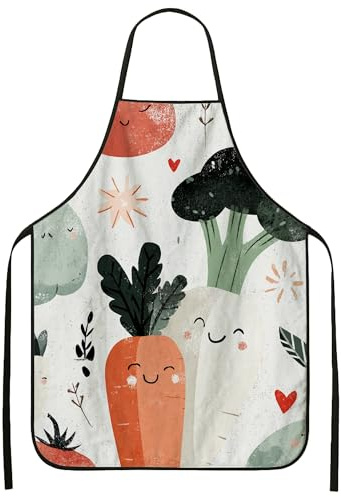 Delantal de cocina con diseño retro de verduras para adultos, divertido delantal de trabajo de chef culinario para BB, Varios colores, 24x31 Inch