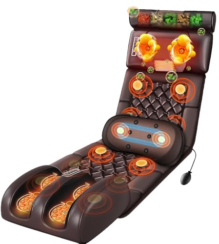 Ganzkörper Massagematte mit Wärmefunktion, Massagesitzauflage mit 10 Vibrationsmotoren, PU-Leder Elektrisches Massage Auflage für Nacken Schultern Rücken Taille Beine, Abnehmbar Separat Verwendbar