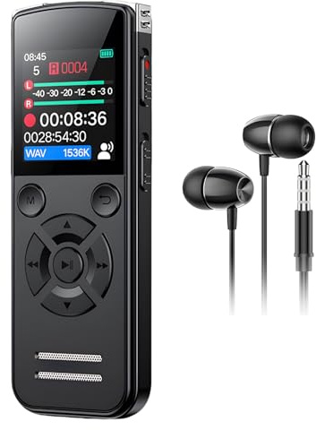 Appareil de dictée numérique de 64 Go avec lecteur, enregistreur portable USB-C, enregistreur vocal numérique, dictaphone, mini pour travail, étude, réunion