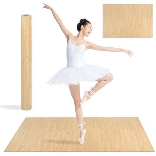 Tragbare Tanzbodenmatte, 1,2 x 1,8 m, 5 mm dick, PVC, für Ballett, Jazz, Pop und andere Tanzformen, rutschfester und stoßdämpfender Übungsboden für Zuhause, Studio, Outdoor-Party, Tanzschulen