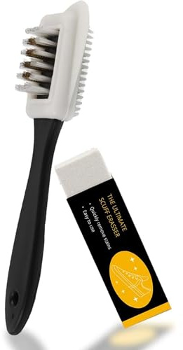 Innovaland Wildlederschuh-Reinigungsset mit doppelseitiger Bürste und Kratzerentferner – Sneaker-Reiniger für Sohlen, Obermaterial und Zwischensohlen – Einfaches Schuhpflege-Werkzeug für Sportschuhe