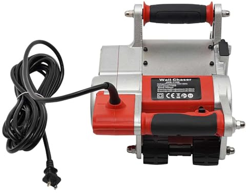 CUTANGELAR 1100 W elektrisk väggspårskärmaskin, betongskärande spårskärmaskin, 25 mm och 35 mm blad, bärbar design med verktygslåda för att skära väggar(Red)