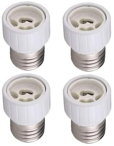 Juego de 4 adaptadores para casquillo E14 E27 GU10 B22 para bombillas LED halógenas y de bajo consumo (4 x E27 a GU10)