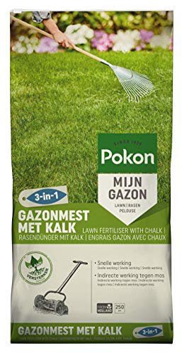 Pokon Rasendünger mit Kalk 3-in-1, organischer Komplett Rasendünger, Sofort und Langzeitwirkung, 250qm, 20kg