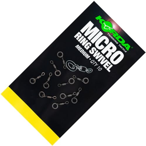 KORDA Micro Rig Ring Swivel für maximale Köderbewegung, ideale Wahl für gleitende Hakenköder-Rigs mit matter Beschichtung, Größe Medium, 10 Stück