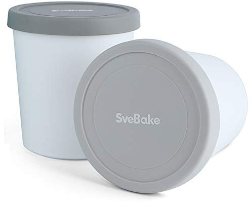 SveBake Bacs à Glace avec Couvercle en Silicone 1 L - 2 pièces - Pot à Glace pour Crème Glacée, Yaourts, Desserts, Épices