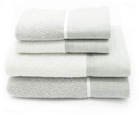 Creole Toallas de baño Riga, algodón, Blanco/Gris, 2+2, 4 Unidades