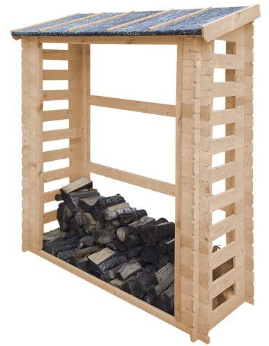 TIMBELA M201 Abri à bûches -l86xL184xH200 cm/ 0.9 m2 - Abri De Stockage du Bois et Range bûches extérieur
