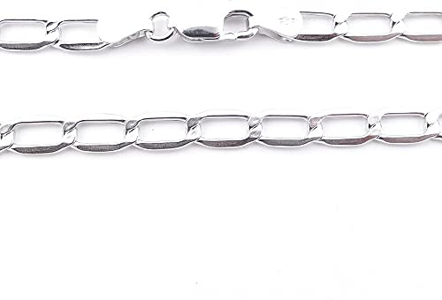 ARITZI - Collar - Fina Plata De Ley 925 - Cadena eslabones Estilo Bilbaina - Ancho 4,7 mm - con Largo de 40 cm. Fabricado en Italia con baño de Rodio.