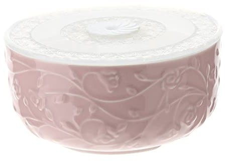 Hervit Contenitore in Porcellana con Roselline e Coperchio Salva Freschezza Ø13x7cm- cod 28555 - Contenitori Cibo da Freezer e Frigo - disponibile in 4 colori (Rosa)