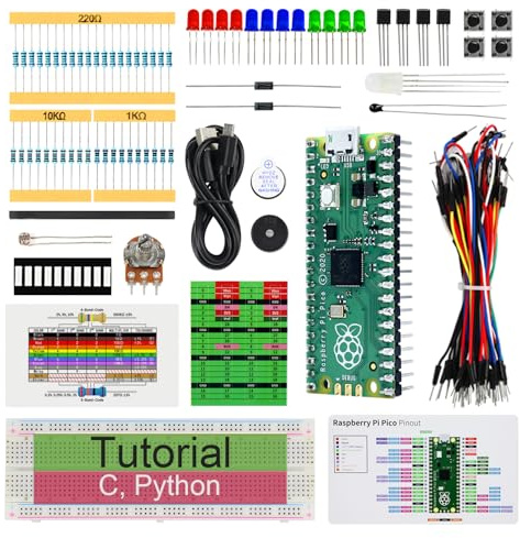 Freenove Basic Starter Kit for Raspberry Pi Pico (Included), Dual-core Arm Cortex-M0+ Microcontroller, 386-Page Detailed Tutorial, 142 Items, 55 Projects, Python C Code
