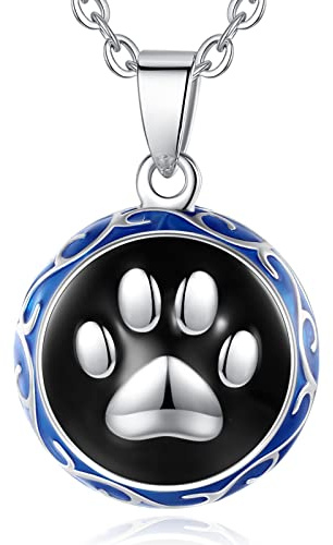 AEONSLOVE Collier Bola de Grossesse avec Mélodie Douce Pendentif Émail Patte de Chien Grelot Musical pour Femmes Enceinte, 2 Chaînes