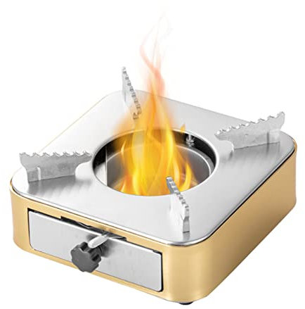 Mini Camping Alkoholkocher, Edelstahl Spirituskocher für Innenraum, Portable Campingkocher, Spiritusbrenner Alkohol Herd Spiritus kocher für Hot Pot Grillen Picknick,GoldB