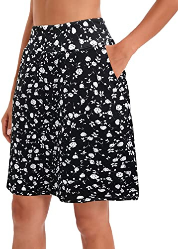 Jhsnjnr Women's Golf Skorts with Pockets Knee Length Elasticated Waist Active Athletic Tennis Skirt