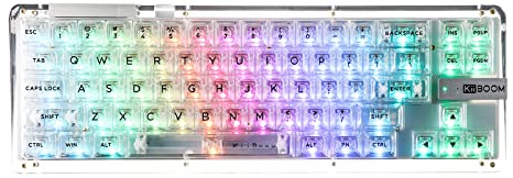 KiiBoom Phantom 68 65% Hot Swappable Crystal Gasket-Mounted Mechanical Keyboard, BT5.0/2.4GHz/USB-C Wireless NKRO Gaming Keyboard mit nach Süden gerichteten RGB, 4000mAh Batterie für Win/Mac (Cleqar)