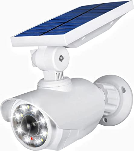 JIAXIZ Solar Security Outdoor Motion Sensor, Dummy Camera IP66 Waterproof, Solar Powered Security Light for Yard Garden Garage Illumination and Protection White