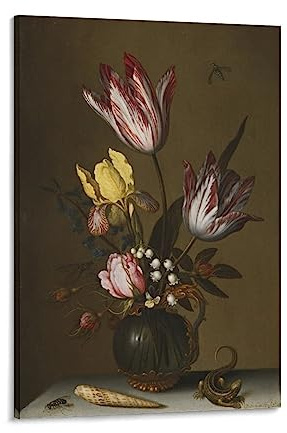 MHART Balthasar Van Der Ast Art Print Poster Floral Botanical Still Life Poster Canvas Wall Art Prints Poster Gifts Photo Picture Painting Posters Room Decor Home Decorative 20x30inch(50x75cm)