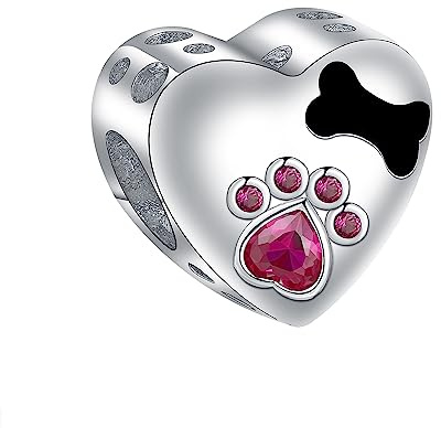 Hifeeled Pfoten Charm Anhänger 925 Sterling Silber Pfotenabdruck Bead Charms mit Hund Pfote Drucken für Pandora Damen Armband und Halskette Geschenk