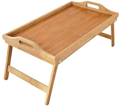 RevolutionLine - Bandeja de bambú con Patas Plegables | Ideal para la Cama y el sofá | Asas incorporadas | Bandeja con Bordes para Evitar derrames | Fabricada con bambú orgánico | Fácil de Limpiar