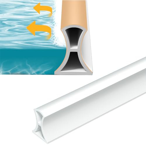 200cm Barrera de Agua para Ducha Plegable, Barrera de Ducha Autoadhesiva, Parada de Separación en Seco y Húmedo, Mantiene el Agua Dentro del Umbral, Barrera Agua Silicona para Baño Suelo y Cocina