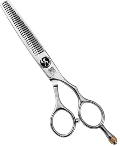Titan Scissors | Thinning Scissors | Silver Screw Head | Hair Cutting Japanese Style Scissors | Proffesional Barbering Scissors | Sharp Edge | Hand Made Steel 6 inch