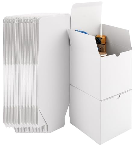 LDHHYH 50-pack Vita Presentaskar med Lock 10 x 10 x 10 cm, Kraftpapperslådor och Små Kartonglådor för Bröllop, Födelsedag, Fest, Godis, Små Gåvor och Kreativa Paket