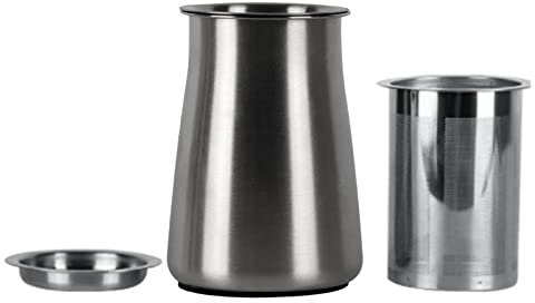 Duiaynke Recipiente de acero inoxidable para café molido, recipiente mate con taza de tamiz, tamiz de café con tapa para cocina, cafetería