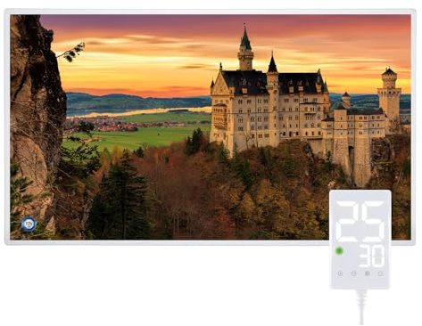 Hocosyme Pannello Radiante Infrarossi 800W, Temperatura Massima può Taggiungere i 120 Gradi Celsius Entro 3 Minuti - con Termostato Touch - 10 Anni di Garanzia - Certificazione TÜV - Castello