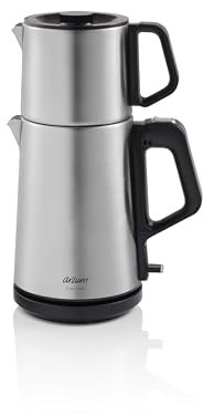 Arzum TeaCharm Turkish Tea Maker, Stainless Steel, Auto Shut-Off, Boil-Dry Protection, INOX, 1.8L, 3-pin UK Plug, 1800W