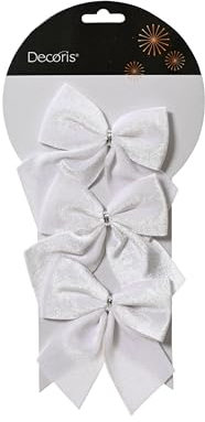 Kaemingk Schleifen 10cm 3er Set - Dekoschleifen Weihnachtsschleifen - Schleifen zum Dekorieren & Basteln - Festliche Dekoration für Weihnachten Hochzeit Geburtstag Jubiläum - Weiß