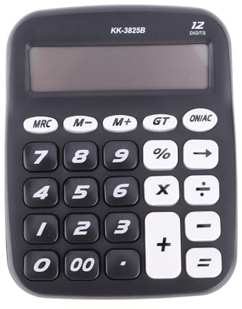 Calculadora de Escritorio con Botones Grandes y Calculadora con Pantalla LCD Grande Calculadora Mecánica para Uso en El Hogar, Aula y Oficina (Negro)