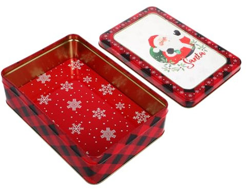 Mikinona Christmas Tin Box Mit Santa Design Vintage Aufbewahrung Für Kekse Süßigkeiten Und Metall Dose Mit Deckel Für Festliche Anlässe Und Kindergeburtstage
