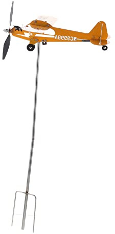 BESPORTBLE Aircraft Wind Vane Plane Shaped Weather Vane Weather Vane for The Garden Outdoor Decor outside Spinners Outdoors Wind Spinner Windmills Rotating Roof Wind Turbine Motor Iron Yellow