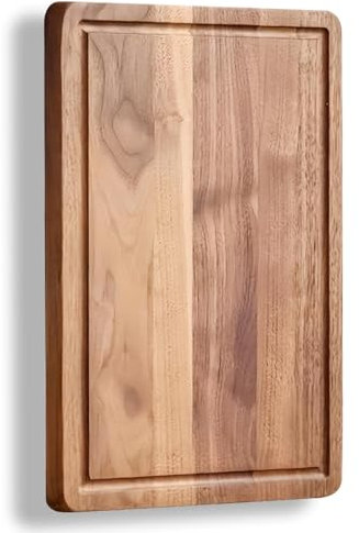 11.8 Inch Acacia Wood Cutting Board, 0.6 Thick, Reversible Wooden Cutting Board for Kitchen, Charcuterie Board Cheese Board with Deep Groove (1)