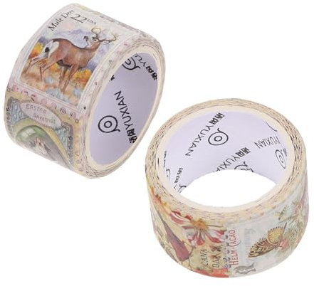 EXCEART 2rollen Washi Tapes Mit Journaling Sticker Stempel Washi Tapes Für Notizbuch Dekore Scrapbook Und Planer Selbstklebend Und Tragbar