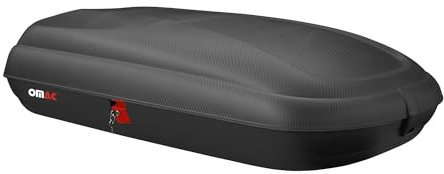 OMAC Dachbox Auto 320 Liter, ABE Dachboxen, Dachgepäckträger Autos Carbonlook, Abschließbar Dachträger Universal, Dachkoffer