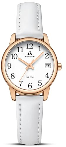 LN LENQIN Orologio Donna Analogico Al Quarzo Cinturino Pelle 3ATM
