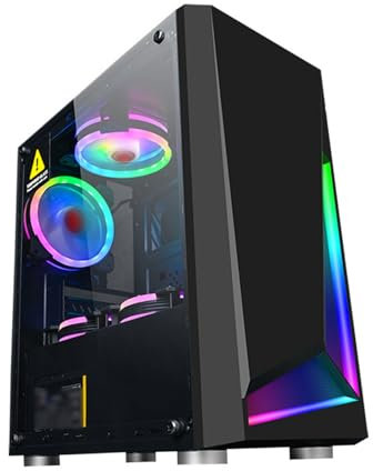 Case Da Gioco ATX, Micro-ATX, ITX Full Tower In Vetro Temperato, Doppi Pannelli In Vetro Temperato, Supporto For GPU Verticale, Raffreddamento Ad Acqua, Modalità RGB(Black)