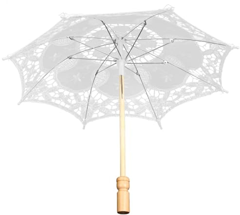 BESPORTBLE Hochzeitsspitzen Regenschirm für Braut und Brautjungfern Hochzeitsdekoration Satin und Holzgriff Elegant für Foto und Teezeremonie