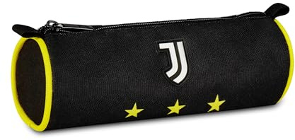 Seven Juventus Federmäppchen für die Schule, Fußball, Schwarz, ovales Federmäppchen für Stifte, Bleistifte und Zubehör, für mittlere und obere Schule, Jungen, Schwarz, Modern