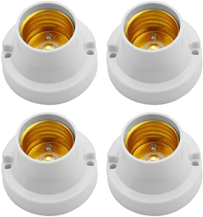 4 Stück Lampenfassung E27, Glühbirnen Fassung,Universal Lampenfüße für E27 Lampen Baufassung für Flure, Balkone, Keller, Garagen (Weiß)